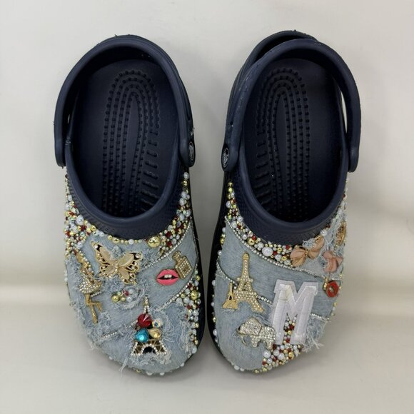 Crocs Classic Custom Made Clogs Mules Shoes Blue Women’s Size 8 - Picture 5 of 7